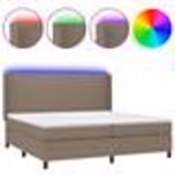 vidaXL Sommier à lattes de lit matelas LED Taupe 200x200 cm Tissu - 200 x 200 cm