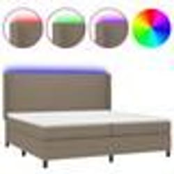 vidaXL Sommier à lattes de lit matelas LED Taupe 200x200 cm Tissu - 200 x 200 cm