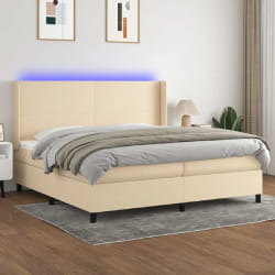 VIDAXL Sommier à lattes avec matelas LED - Crème 200x200 cm