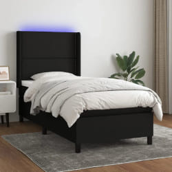 vidaXL Sommier Matelas LED 80x200 cm - Tissu Noir