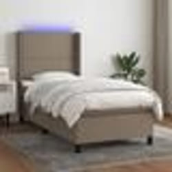 vidaXL Sommier à lattes de lit matelas LED Taupe 90x190 cm Tissu - 90 x 190 cm