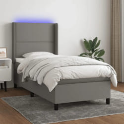 vidaXL Sommier à lattes avec matelas LED - Gris foncé 100x200 cm