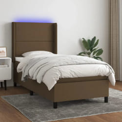 vidaXL Sommier tapissier avec matelas et LED 100x200 cm - Marron foncé