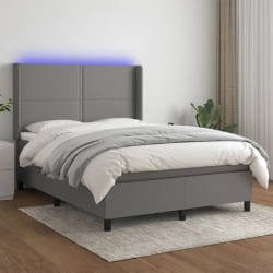 VIDAXL Lit à sommier avec matelas et LED 140x200 cm gris foncé