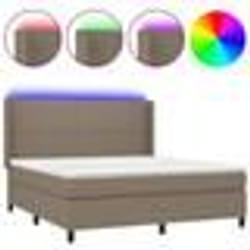 vidaXL Sommier à lattes de lit matelas LED Taupe 160x200 cm Tissu - 160 x 200 cm