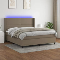 VIDAXL Sommier à lattes - 180x200 cm Taupe - LED Tissu