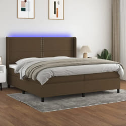 Vidaxl Sommier à lattes avec Matelas et LED - Marron foncé 200x200 cm