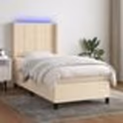 vidaXL Sommier à lattes de lit matelas LED Crème 80x200cm Tissu - 80 x 200 cm