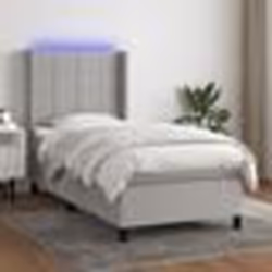 vidaXL Sommier à lattes de lit matelas LED Gris clair 90x190cm Tissu - 90 x 190 cm