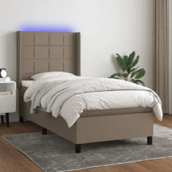 VIDAXL Sommier tapissier avec LED 90x190 - Taupe