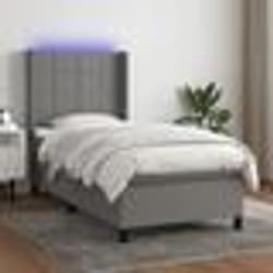 vidaXL Sommier à lattes de lit matelas LED Gris foncé 100x200 cm Tissu - 100 x 200 cm
