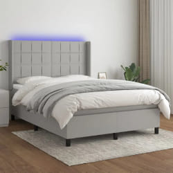 VIDAXL Sommier à lattes 140x190 LED Gris clair