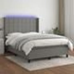 vidaXL Sommier à lattes de lit matelas LED Gris foncé 140x190 cm Tissu - 140 x 190 cm