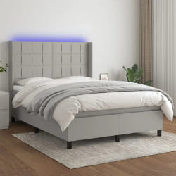 vidaXL Sommier à lattes et matelas LED 140x200 cm - Gris clair