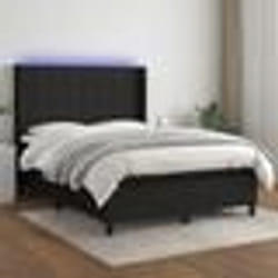 vidaXL Sommier à lattes de lit matelas et LED Noir 140x200 cm Tissu - 140 x 200 cm