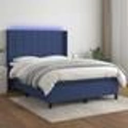 vidaXL Sommier à lattes de lit matelas et LED Bleu 140x200 cm Tissu - 140 x 200 cm