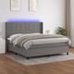 vidaXL Sommier à lattes de lit matelas LED Gris foncé 160x200 cm Tissu - 160 x 200 cm