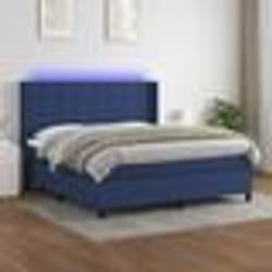 vidaXL Sommier à lattes de lit matelas et LED Bleu 160x200 cm Tissu - 160 x 200 cm
