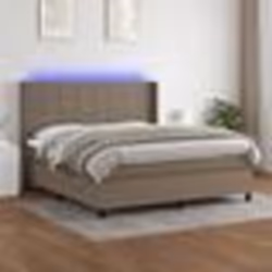 vidaXL Sommier à lattes de lit matelas et LED Taupe 180x200 cm Tissu - 180 x 200 cm