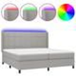 vidaXL Sommier à lattes de lit matelas LED Gris clair 200x200 cm Tissu - 200 x 200 cm