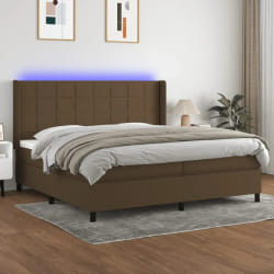 vidaXL Sommier avec matelas LED - Marron foncé
