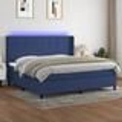 vidaXL Sommier à lattes de lit et matelas et LED Bleu 200x200 cm Tissu - 200 x 200 cm