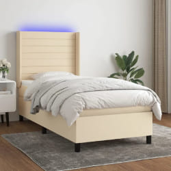 Vidaxl Sommier, matelas et LED 80x200 cm - Crème