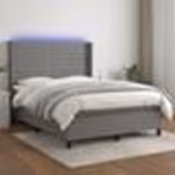 vidaXL Sommier à lattes de lit matelas LED Gris foncé 140x200 cm Tissu - 140 x 200 cm