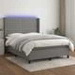 vidaXL Sommier à lattes de lit matelas LED Gris foncé 140x200 cm Tissu - 140 x 200 cm
