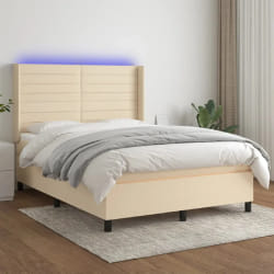 VIDAXL Lit avec LED - Crème - 140x200 cm