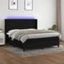 vidaXL Sommier à lattes de lit matelas et LED Noir 180x200 cm Tissu - 180 x 200 cm