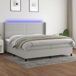 VIDA XL Sommier LED Gris clair 200x200 cm Tissu