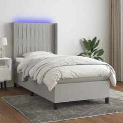 Sommier à lattes vidaXL avec matelas LED - Gris clair