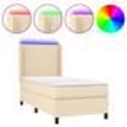 vidaXL Sommier à lattes de lit matelas et LED Crème 80x200cm Tissu - 80 x 200 cm