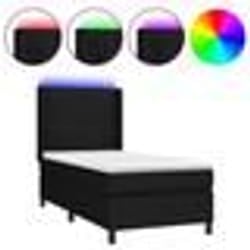 vidaXL Sommier à lattes de lit matelas et LED Noir 90x190 cm Tissu - 90 x 190 cm