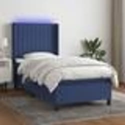 vidaXL Sommier à lattes de lit matelas et LED Bleu 90x190 cm Tissu - 90 x 190 cm