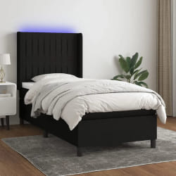 VidaXL Sommier à Lattes avec Matelas et LED - Noir 100x200 cm