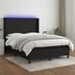 vidaXL Sommier à lattes de lit matelas et LED Noir 140x190 cm Tissu - 140 x 190 cm