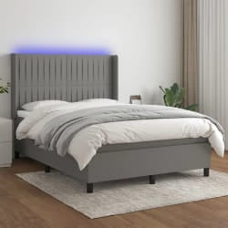 vidaXL Sommier avec matelas et LED - Gris foncé, 140x200 cm
