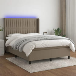 VIDAXL Sommier à lattes avec matelas et LED - Taupe 140x200 cm