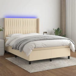 VIDAXL vidaXL Sommier à lattes et LED Crème 140x200 cm