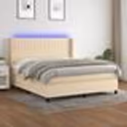 vidaXL Sommier à lattes de lit matelas et LED Crème 160x200 cm Tissu - 160 x 200 cm
