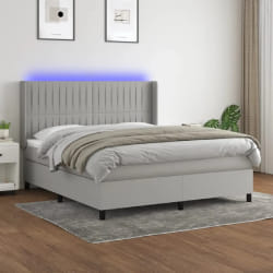 VIDAXL Sommier à lattes avec matelas LED - Gris clair 180x200 cm