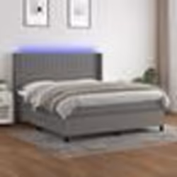 vidaXL Sommier à lattes de lit matelas LED Gris foncé 180x200 cm Tissu - 180 x 200 cm