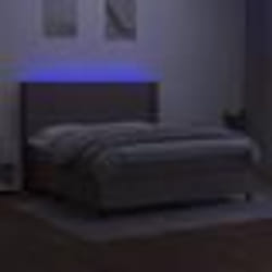 vidaXL Sommier à lattes de lit matelas et LED Taupe 180x200 cm Tissu - 180 x 200 cm