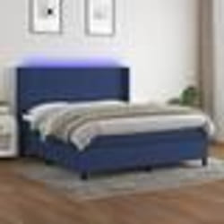 vidaXL Sommier à lattes de lit matelas et LED Bleu 180x200 cm Tissu - 180 x 200 cm