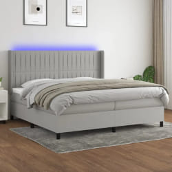 vidaXL Lit avec sommier à lattes et matelas LED 200x200 cm - Gris clair