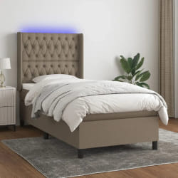 vidaXL Sommier à lattes de lit matelas et LED taupe 80x200 cm