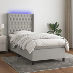 Sommier à lattes avec matelas LED 90x200 cm gris clair VIDAXL