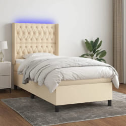 VIDAXL Sommier à Lattes Matelas et LED - Crème